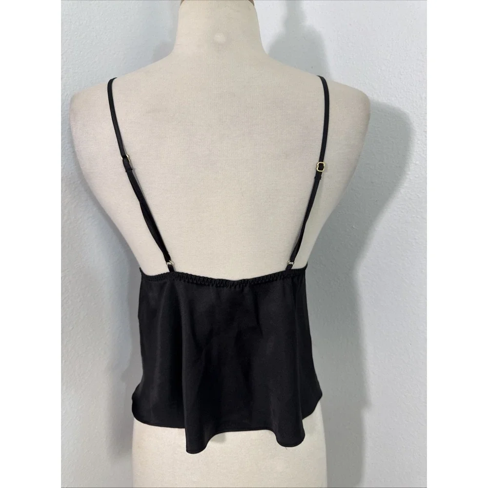 Victorias Secret Cami Top‎ Women S/P Black Satin Babydoll Lingerie Romantic Y2k